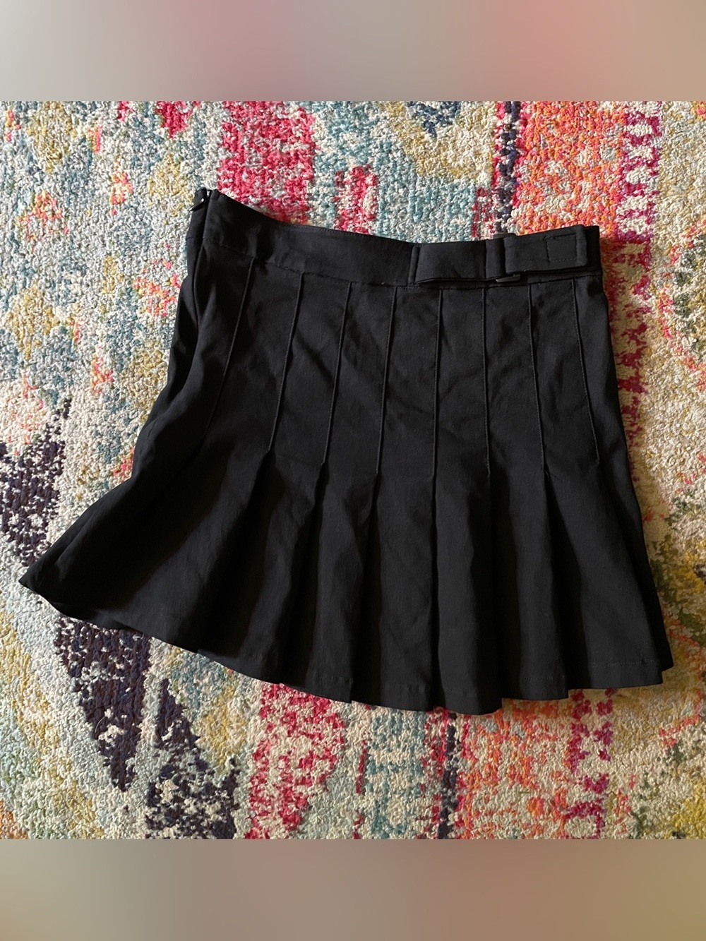 POSTER GIRL Black Pleated Skater Mini Skirt